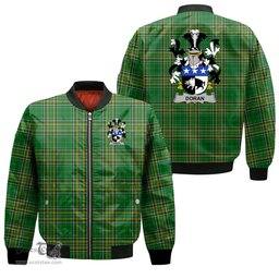 Irish Doran or O Doran Coat of Arms Family Crest Ireland Bomber Jacket Irish National Tartan Irish County Jacket
