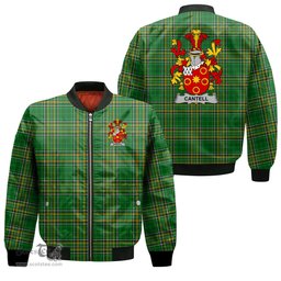 Irish Cantell Coat of Arms Family Crest Ireland Bomber Jacket Irish National Tartan Irish County Jacket
