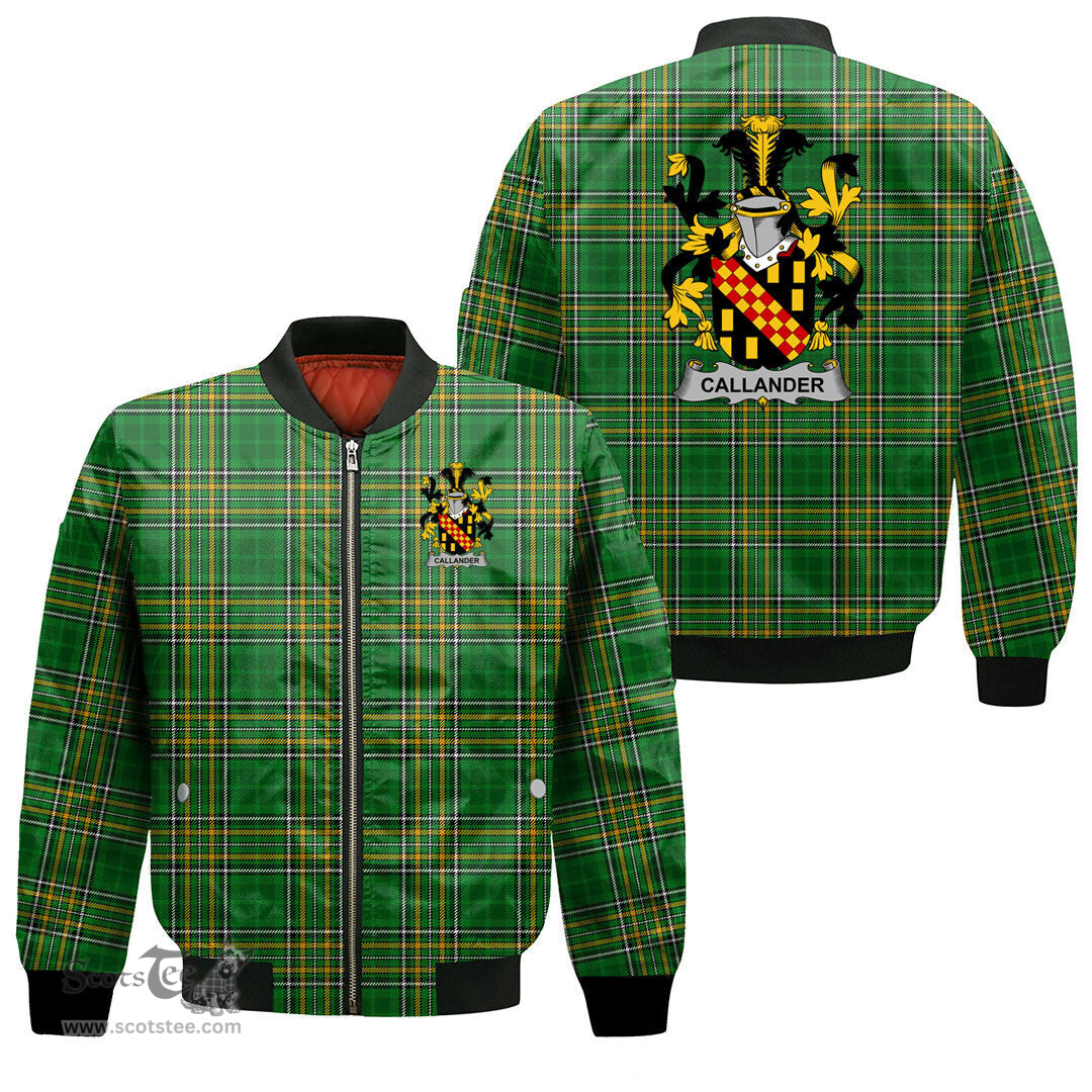 Irish Callander Coat of Arms Family Crest Ireland Bomber Jacket Irish National Tartan Irish County Jacket