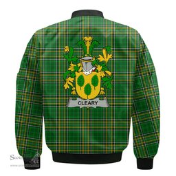 Irish Cleary or O Clery Coat of Arms Family Crest Ireland Bomber Jacket Irish National Tartan Irish County Jacket