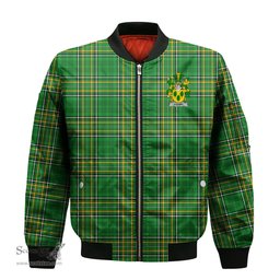 Irish Cleary or O Clery Coat of Arms Family Crest Ireland Bomber Jacket Irish National Tartan Irish County Jacket