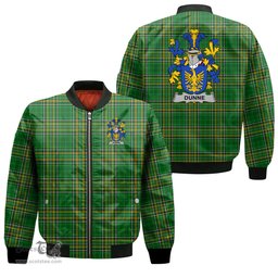 Irish Dunne Coat of Arms Family Crest Ireland Bomber Jacket Irish National Tartan Irish County Jacket