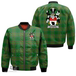 Irish Dickson Coat of Arms Family Crest Ireland Bomber Jacket Irish National Tartan Irish County Jacket