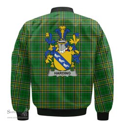 Irish Harding Coat of Arms Family Crest Ireland Bomber Jacket Irish National Tartan Irish County Jacket