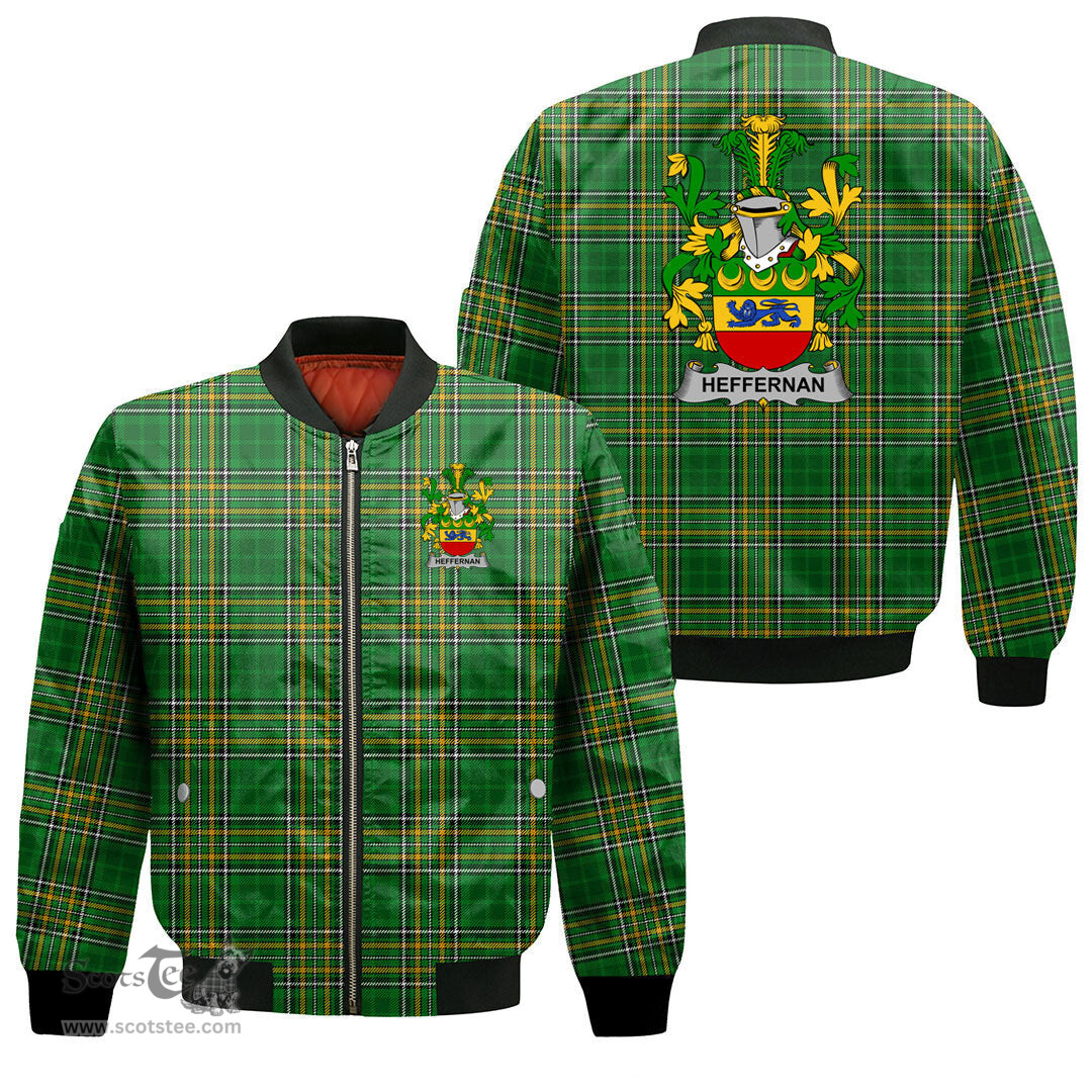 Irish Heffernan or O Heffernan Coat of Arms Family Crest Ireland Bomber Jacket Irish National Tartan Irish County Jacket