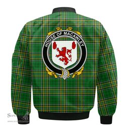 Irish House of MACAWLEY Coat of Arms Family Crest Ireland Bomber Jacket Irish National Tartan Irish County Jacket
