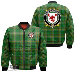 Irish House of MACAWLEY Coat of Arms Family Crest Ireland Bomber Jacket Irish National Tartan Irish County Jacket