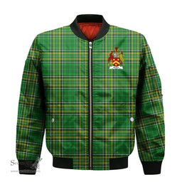 Irish Forkin Coat of Arms Family Crest Ireland Bomber Jacket Irish National Tartan Irish County Jacket