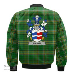 Irish Elliott Coat of Arms Family Crest Ireland Bomber Jacket Irish National Tartan Irish County Jacket