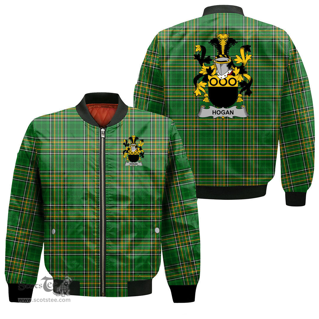 Irish Hogan or O Hogan Coat of Arms Family Crest Ireland Bomber Jacket Irish National Tartan Irish County Jacket