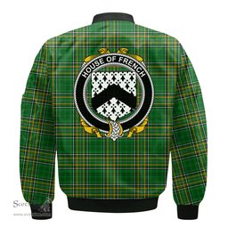 Irish House of FRENCH Coat of Arms Family Crest Ireland Bomber Jacket Irish National Tartan Irish County Jacket