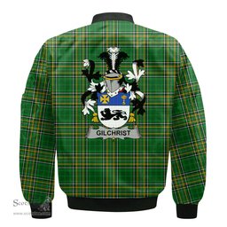 Irish Gilchrist or McGilchrist Coat of Arms Family Crest Ireland Bomber Jacket Irish National Tartan Irish County Jacket