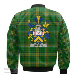Irish Harris Coat of Arms Family Crest Ireland Bomber Jacket Irish National Tartan Irish County Jacket