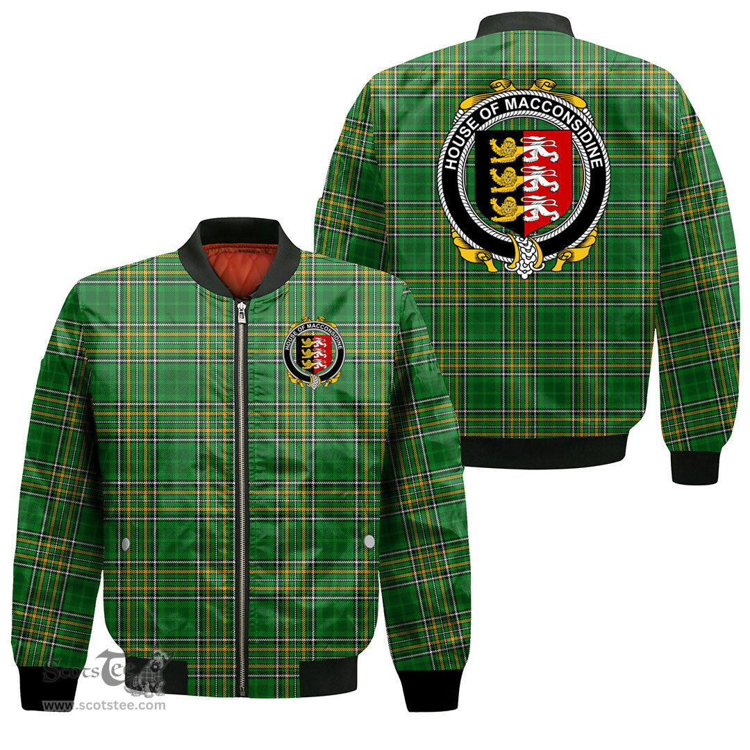 Irish House of MACCONSIDINE Coat of Arms Family Crest Ireland Bomber Jacket Irish National Tartan Irish County Jacket