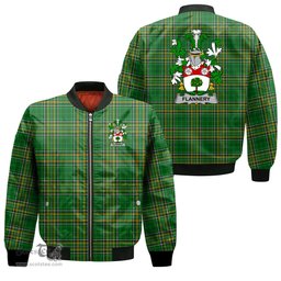 Irish Flannery or O Flannery Coat of Arms Family Crest Ireland Bomber Jacket Irish National Tartan Irish County Jacket