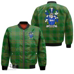 Irish Gorman or McGorman Coat of Arms Family Crest Ireland Bomber Jacket Irish National Tartan Irish County Jacket