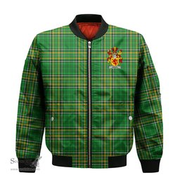 Irish Gould Coat of Arms Family Crest Ireland Bomber Jacket Irish National Tartan Irish County Jacket
