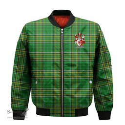 Irish Hetherington Coat of Arms Family Crest Ireland Bomber Jacket Irish National Tartan Irish County Jacket