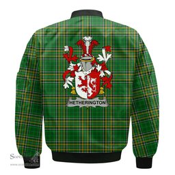 Irish Hetherington Coat of Arms Family Crest Ireland Bomber Jacket Irish National Tartan Irish County Jacket