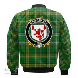 Irish House of FOX Coat of Arms Family Crest Ireland Bomber Jacket Irish National Tartan Irish County Jacket