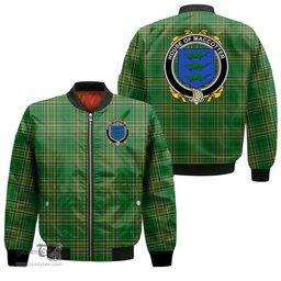 Irish House of MACCOTTER Coat of Arms Family Crest Ireland Bomber Jacket Irish National Tartan Irish County Jacket