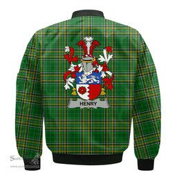Irish Henry or O Henry Coat of Arms Family Crest Ireland Bomber Jacket Irish National Tartan Irish County Jacket