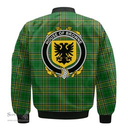Irish House of BROWNE Coat of Arms Family Crest Ireland Bomber Jacket Irish National Tartan Irish County Jacket