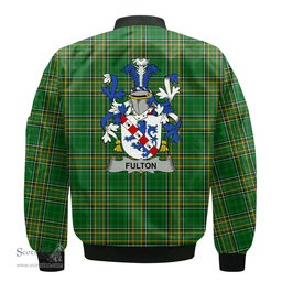 Irish Fulton Coat of Arms Family Crest Ireland Bomber Jacket Irish National Tartan Irish County Jacket