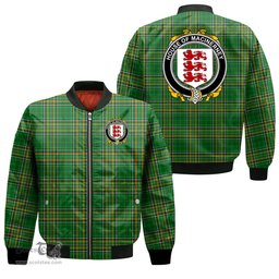 Irish House of MACiNERNEY Coat of Arms Family Crest Ireland Bomber Jacket Irish National Tartan Irish County Jacket