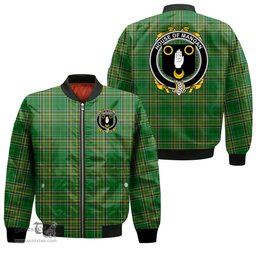 Irish House of MANGAN Coat of Arms Family Crest Ireland Bomber Jacket Irish National Tartan Irish County Jacket