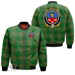 Irish House of MACLOUGHLIN Tirconnell Coat of Arms Family Crest Ireland Bomber Jacket Irish National Tartan Irish County Jacket