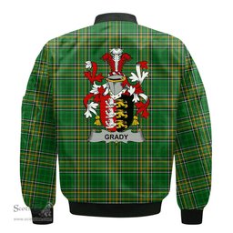 Irish Grady or O Grady Coat of Arms Family Crest Ireland Bomber Jacket Irish National Tartan Irish County Jacket
