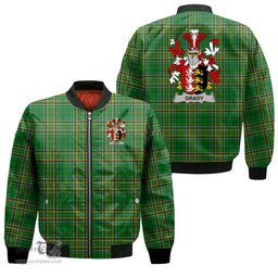Irish Grady or O Grady Coat of Arms Family Crest Ireland Bomber Jacket Irish National Tartan Irish County Jacket