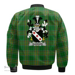 Irish Gleeson or O Glissane Coat of Arms Family Crest Ireland Bomber Jacket Irish National Tartan Irish County Jacket