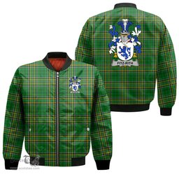 Irish Fitz Rith Coat of Arms Family Crest Ireland Bomber Jacket Irish National Tartan Irish County Jacket