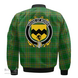 Irish House of MORRIS Coat of Arms Family Crest Ireland Bomber Jacket Irish National Tartan Irish County Jacket