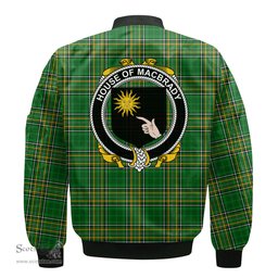 Irish House of MACBRADY Coat of Arms Family Crest Ireland Bomber Jacket Irish National Tartan Irish County Jacket