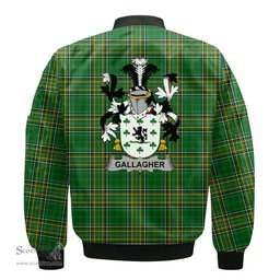 Irish Gallagher or O Gallagher Coat of Arms Family Crest Ireland Bomber Jacket Irish National Tartan Irish County Jacket
