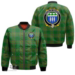 Irish House of HACKETT Coat of Arms Family Crest Ireland Bomber Jacket Irish National Tartan Irish County Jacket