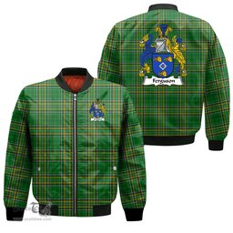Irish Ferguson Coat of Arms Family Crest Ireland Bomber Jacket Irish National Tartan Irish County Jacket