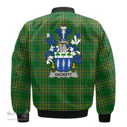 Irish Hackett Coat of Arms Family Crest Ireland Bomber Jacket Irish National Tartan Irish County Jacket