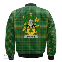 Irish Grehan or O Greaghan Coat of Arms Family Crest Ireland Bomber Jacket Irish National Tartan Irish County Jacket