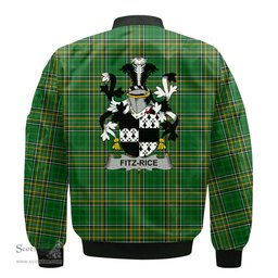 Irish Fitz Rice Coat of Arms Family Crest Ireland Bomber Jacket Irish National Tartan Irish County Jacket