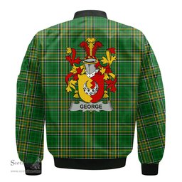 Irish George Coat of Arms Family Crest Ireland Bomber Jacket Irish National Tartan Irish County Jacket