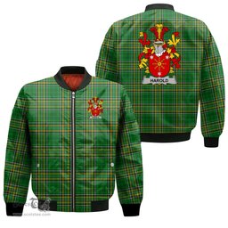 Irish Harold or Harrell Coat of Arms Family Crest Ireland Bomber Jacket Irish National Tartan Irish County Jacket