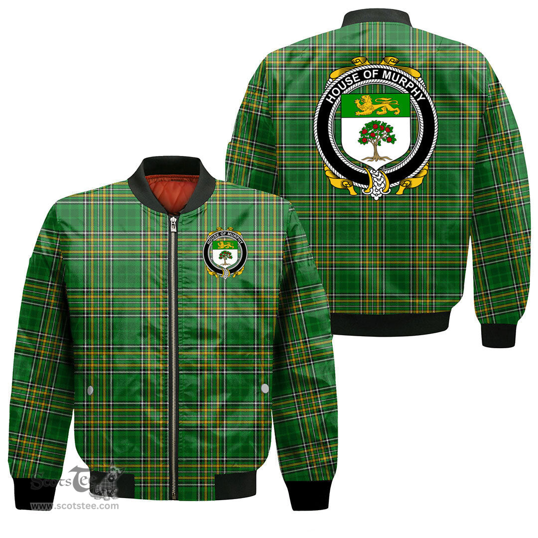 Irish House of MURPHY O Morchoe Coat of Arms Family Crest Ireland Bomber Jacket Irish National Tartan Irish County Jacket
