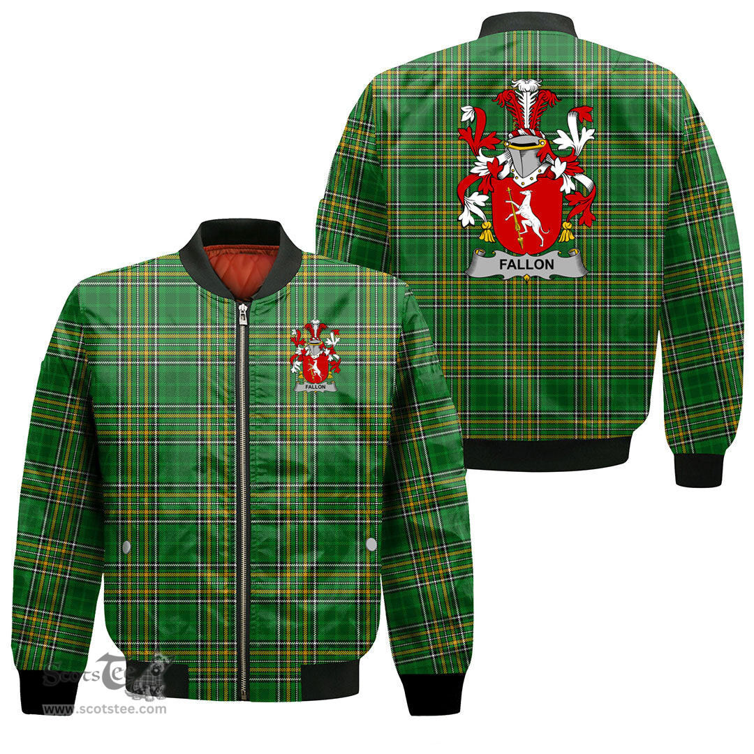 Irish Fallon or O Fallon Coat of Arms Family Crest Ireland Bomber Jacket Irish National Tartan Irish County Jacket