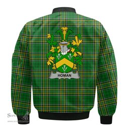 Irish Homan or Howman Coat of Arms Family Crest Ireland Bomber Jacket Irish National Tartan Irish County Jacket