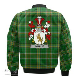 Irish Halie or O Halie Coat of Arms Family Crest Ireland Bomber Jacket Irish National Tartan Irish County Jacket