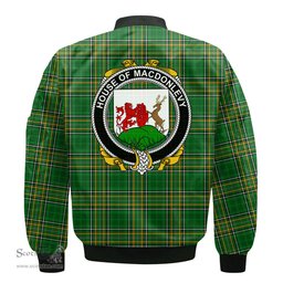 Irish House of MACDONLEVY Coat of Arms Family Crest Ireland Bomber Jacket Irish National Tartan Irish County Jacket